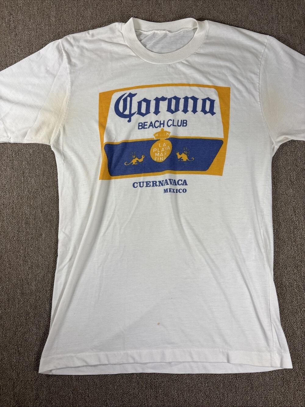 Vi Rage Corona Beach Club T-shirt Large White Single Stitch